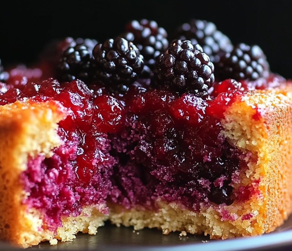 Bolo de Fubá com Calda de Frutas Vermelhas