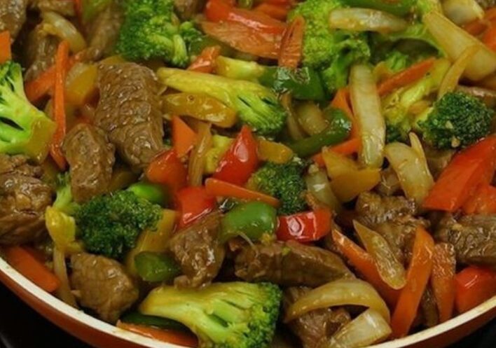 Tirinhas de carne chinesa