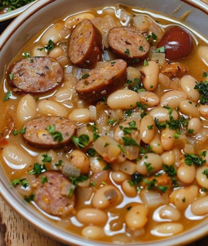Feijão à italiana com bacon e queijo